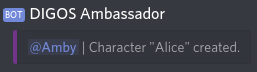 Successfully created character